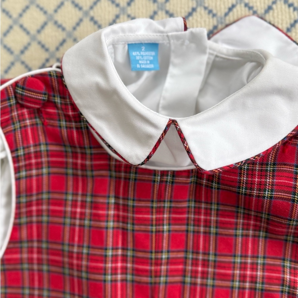 Anavini Red Plaid Longall and white collared shirt with matching plaid piping - Picture 5 of 6